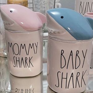 Momma and Baby Shark Rae Dunn mugs